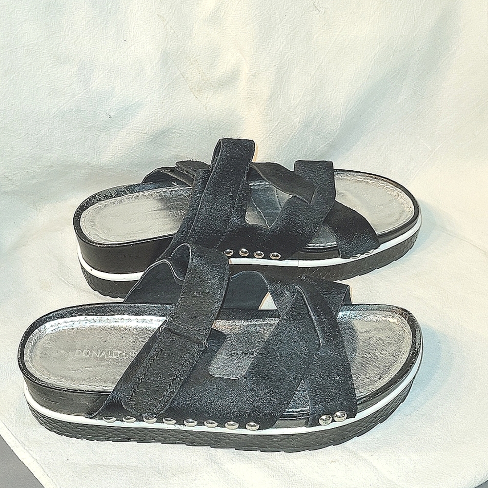 Donald J. Pliner Corso Black Calf Hair Platform Sandals U.S. 8